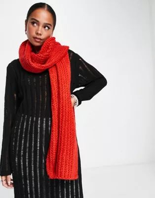 Noisy May knitted headband and scarf in red | ASOS (Global)