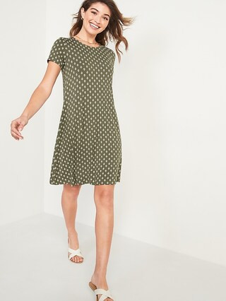 Jersey-Knit Short-Sleeve Swing Dress for Women | Old Navy (US)