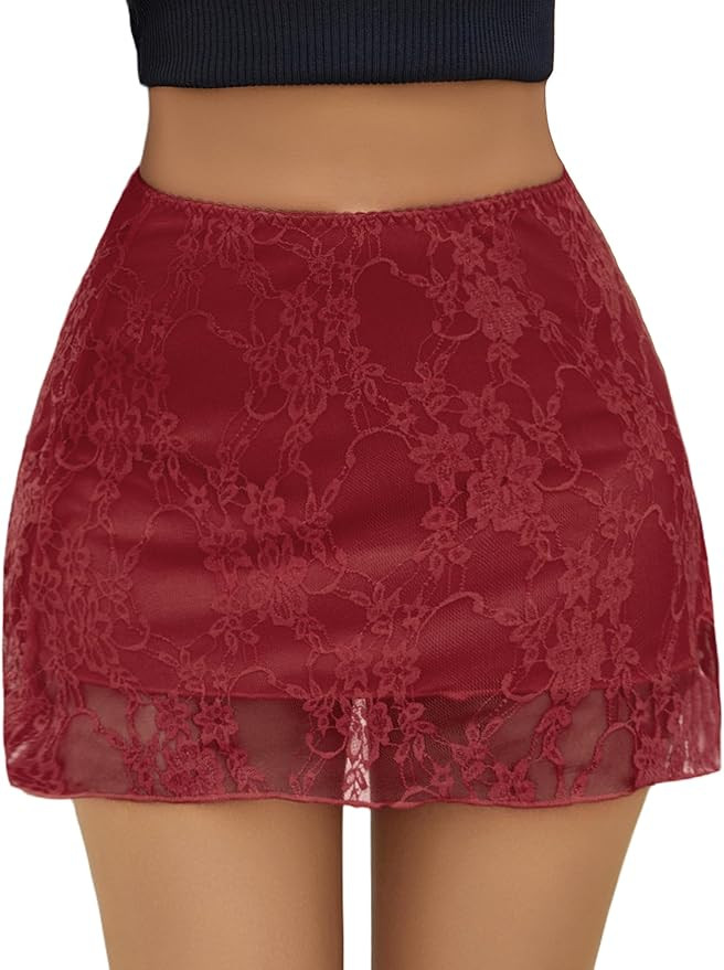 Avidlove Mini Skirt Lace Skirt for Women Sexy Half Slips Short Going Out Skirt Y2K Summer Skirts | Amazon (US)