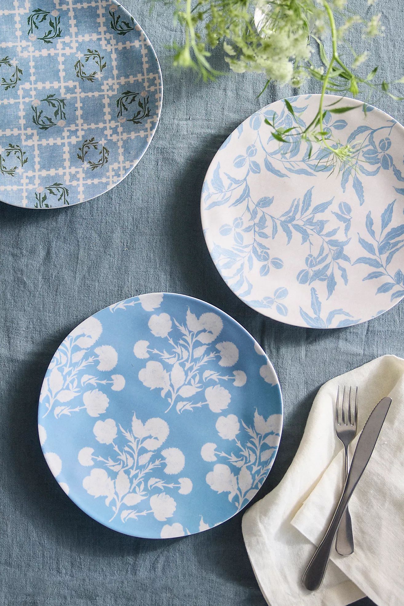 Lulie Wallace Melamine Plates, Set of 3 Blue | Terrain
