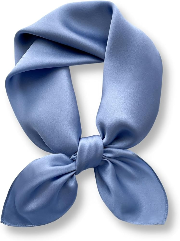 PoeticEHome Solid Color Mulberry Silk Scarf - Lightweight 27" Square Neckerchief for Women's Neck... | Amazon (US)