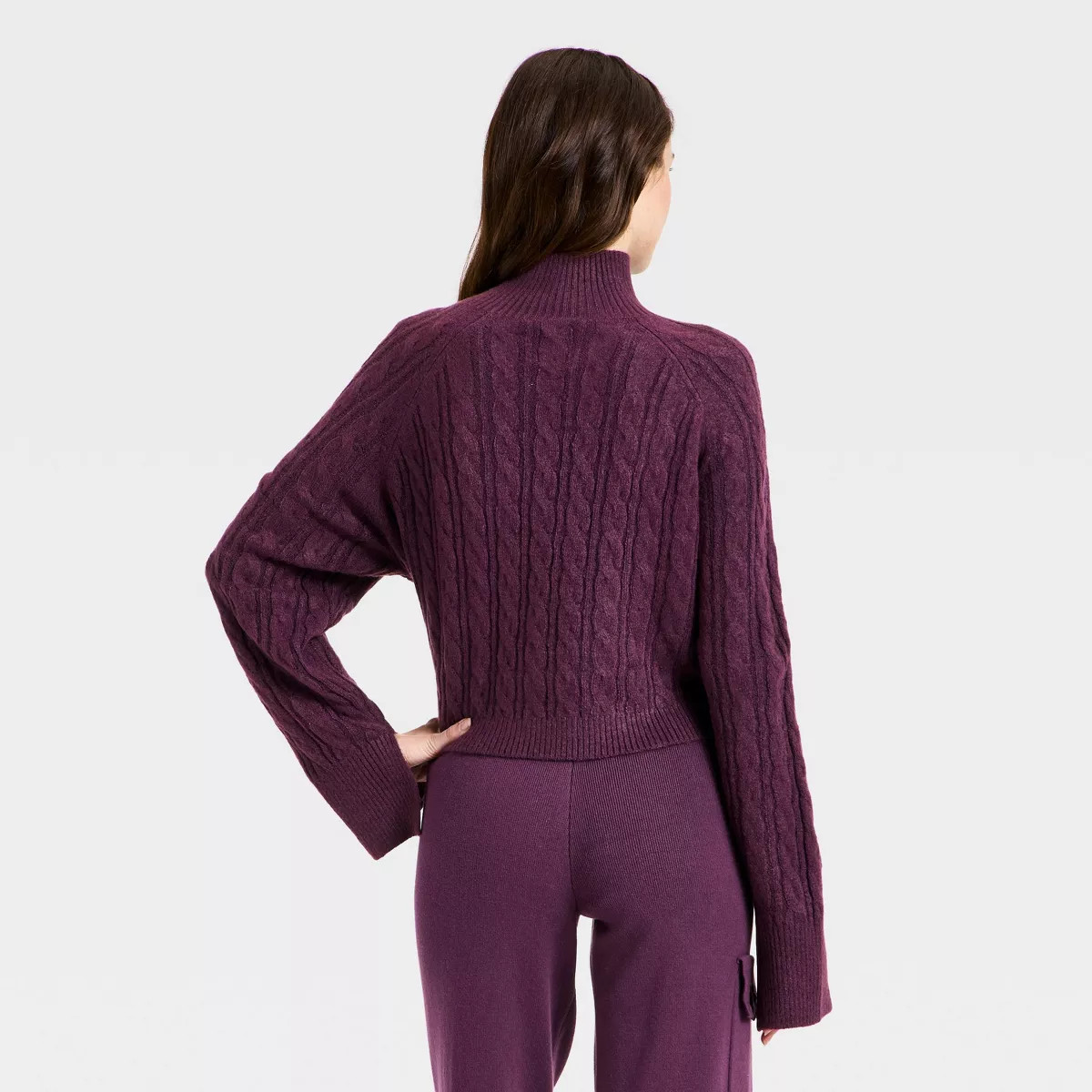 Women's Mock Neck Cable Knit Sweater - JoyLab™ | Target