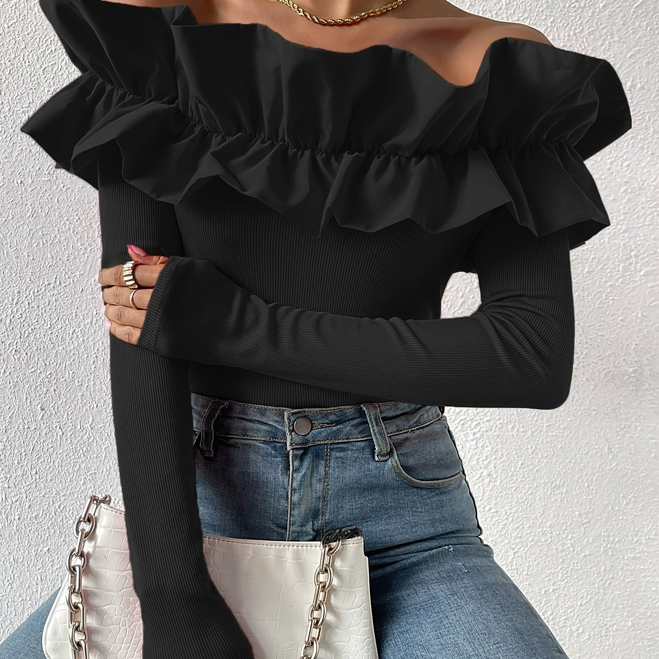 women's elegant shoulder pleated long sleeve t shirt 95% - Temu | Temu Affiliate Program