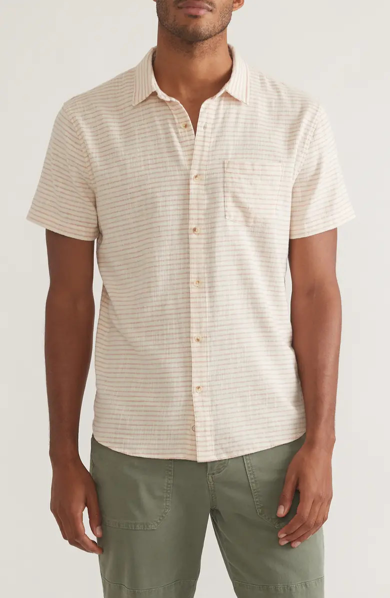 Stripe Short Sleeve Stretch Cotton Button-Up Shirt | Nordstrom