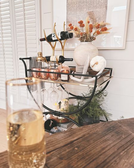 Fall Entertaining with Frontgate styled bar cart and wine bottle holder home decor  #frontgate #fall #barcart #wine #candles #fallhome

#LTKstyletip #LTKhome