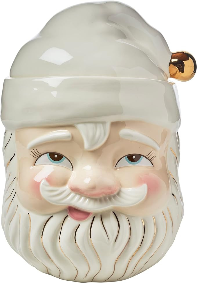 Amazon.com: Glitterville Papa Noel Cookie Jar in White | Hand Painted and Glazed | Collectable: H... | Amazon (US)
