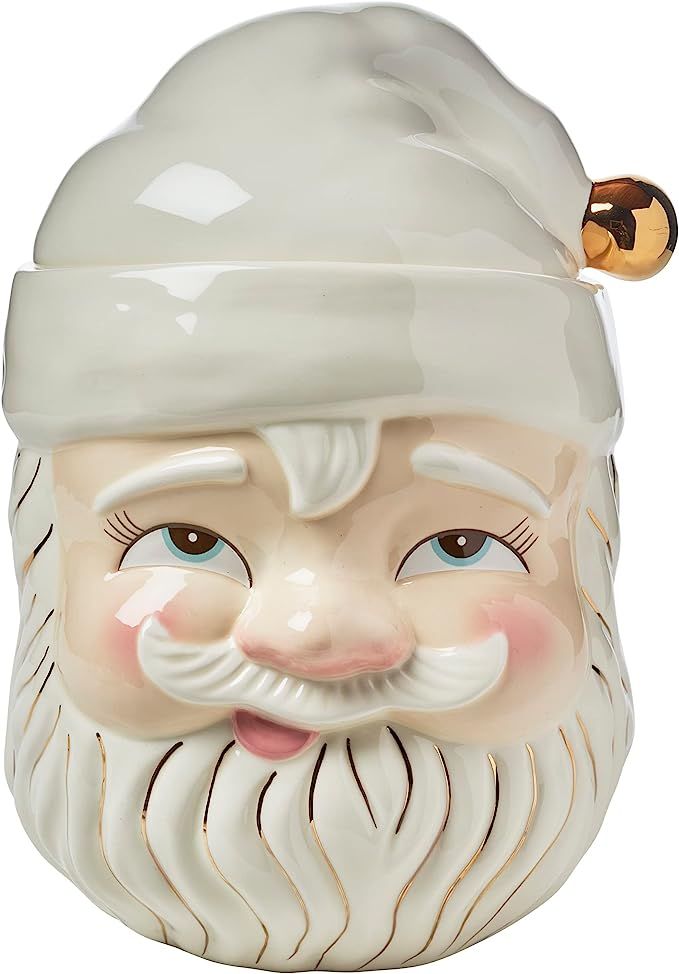 Glitterville Papa Noel Cookie Jar in White | Hand Painted and Glazed | Collectable | Amazon (US)