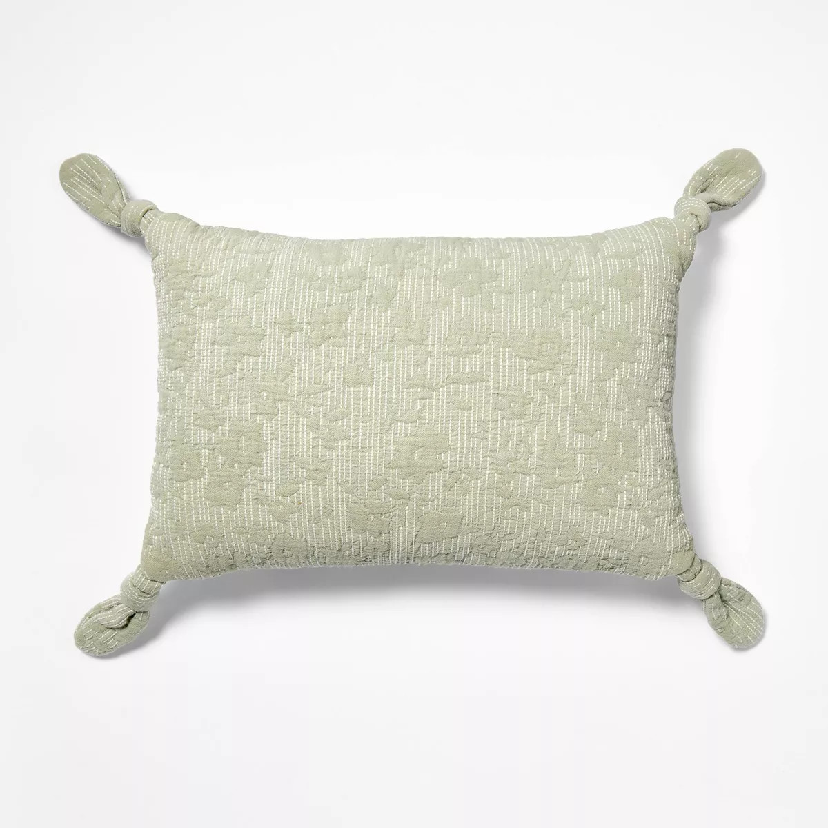 Lumbar Floral Jacquard Pillow with Corner Ties Green - Threshold designed with Studio McGee | Target
