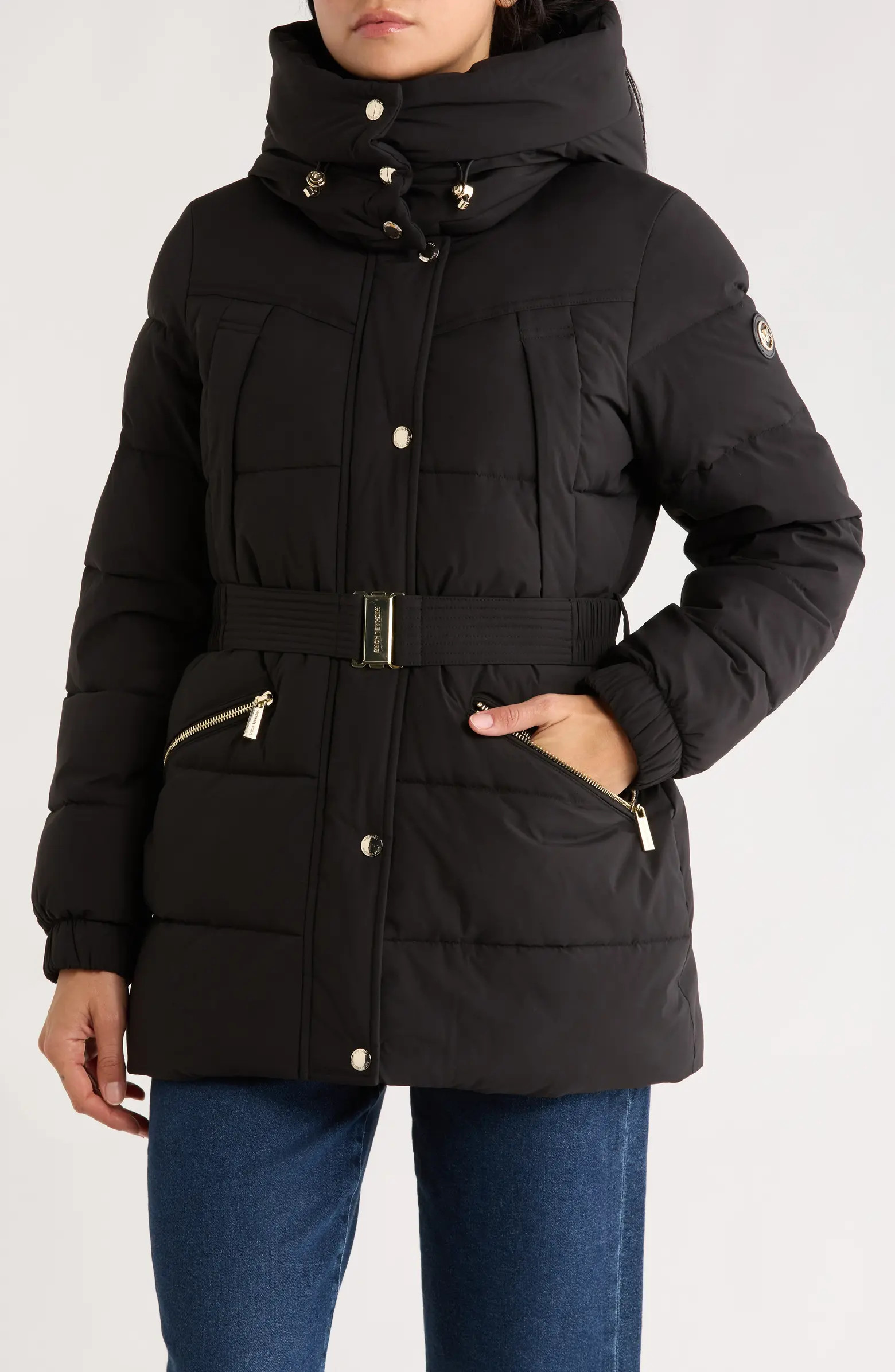 Michael Kors Belted Channel Quilted Hooded Puffer Coat | Nordstromrack | Nordstrom Rack