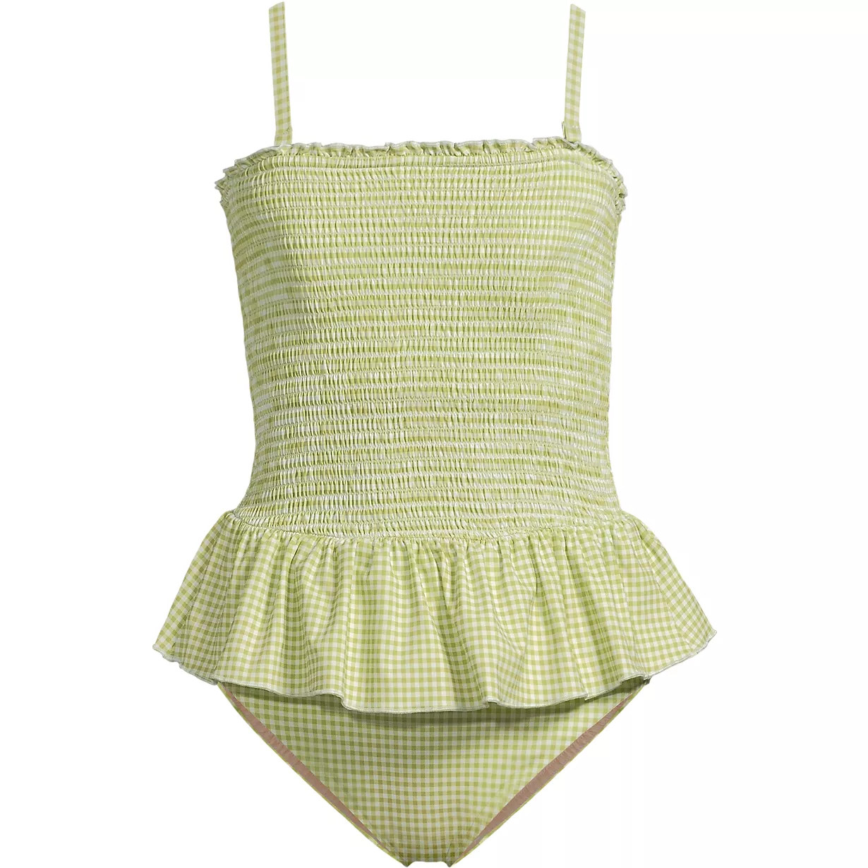 Women's Smocked Bandeau Peplum One Piece Swimsuit | Lands' End (US)