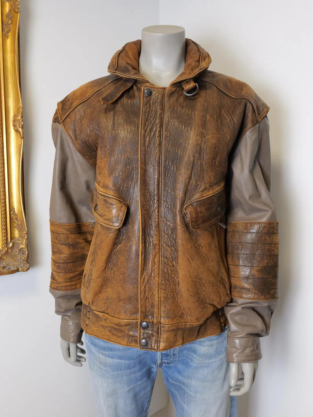 Men's Vintage Brown Leather Bomber Jacket - Etsy Canada | Etsy (US)