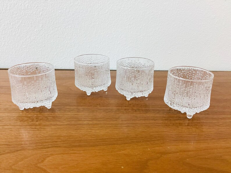 Vintage 1960s TAPIO WIRKKALA Ultima Thule Drink Glasses 4pc Set / Iced Glass / Mid Century Modern... | Etsy (US)