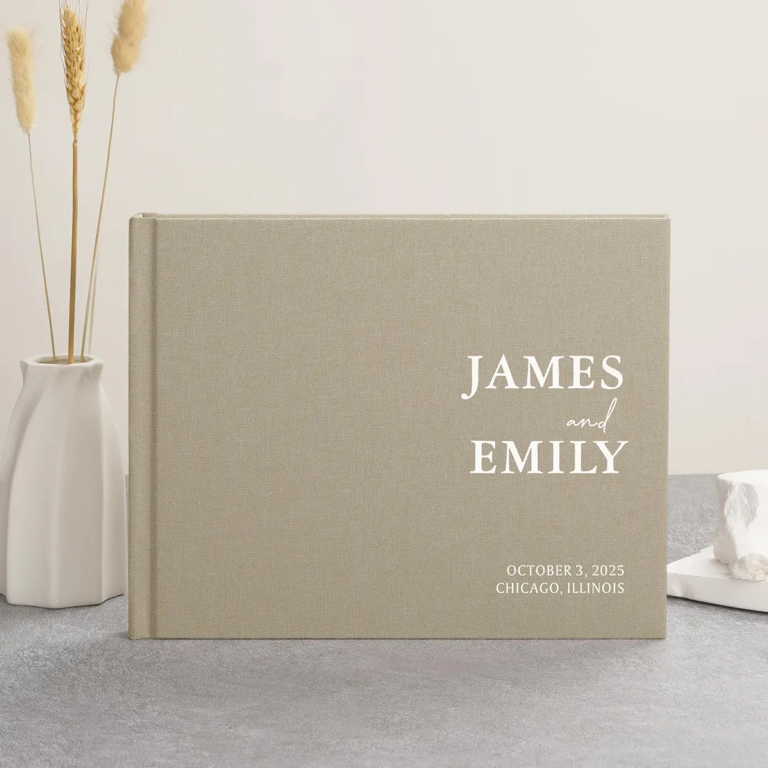 Personalized Linen Wedding Guest Book, Handmade Keepsake Album - Etsy | Etsy (US)