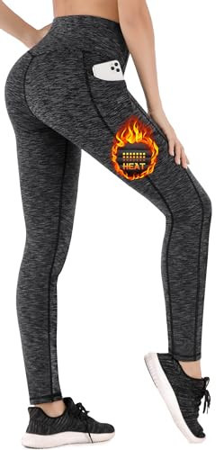 Heathyoga Fleece Lined Leggings Women Thermal Leggings for Women with Pockets Warm Leggings for Winter Yoga Pants Ink | Amazon (US)