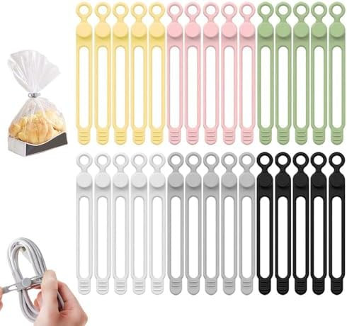 Data Cable Organizer, 2025 Upgrade Reusable Silicone Cable Ties, Multipurpose Elastic Cord Organi... | Amazon (US)