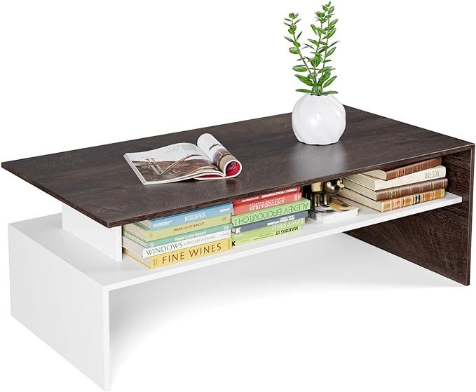 HOMFA Modern Console Table Coffee Table 2-Tier, 47.2" Rectangular Storage Open Shelf Table for Li... | Amazon (US)