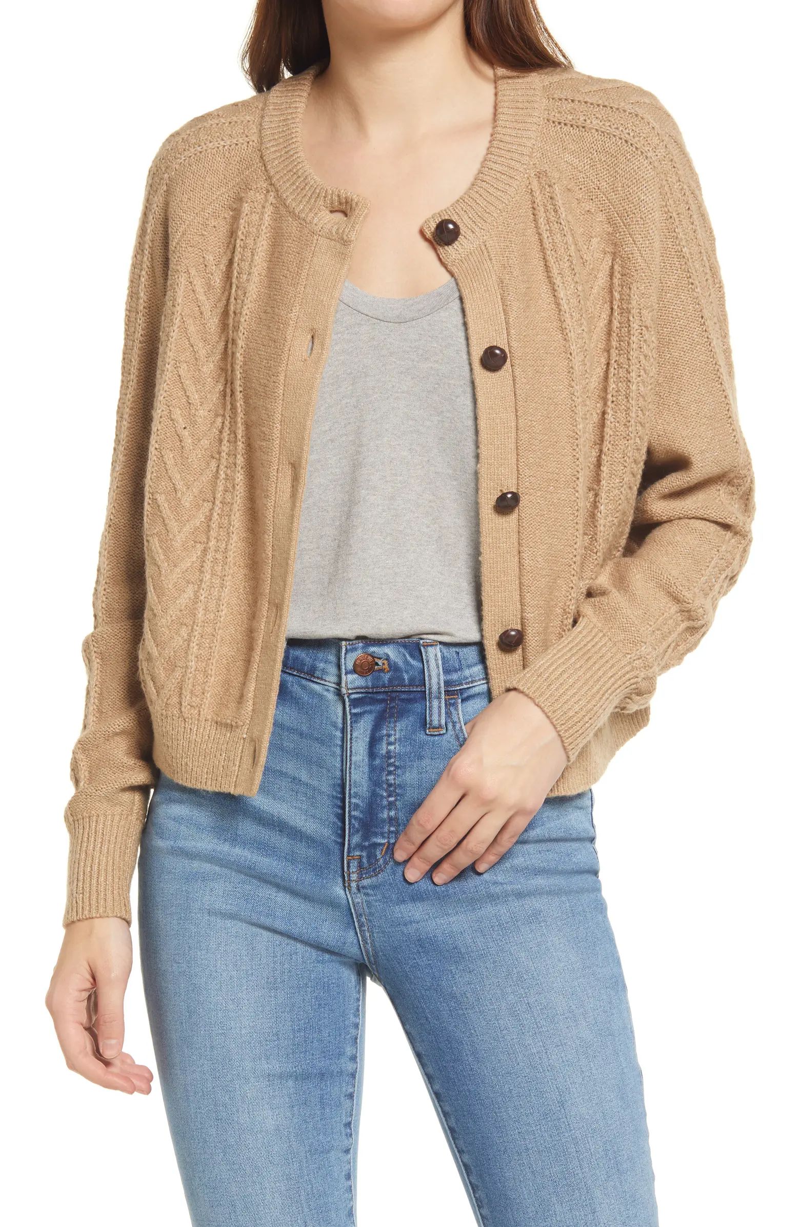 Treasure & Bond Crop Cable Knit Cardigan | Nordstrom