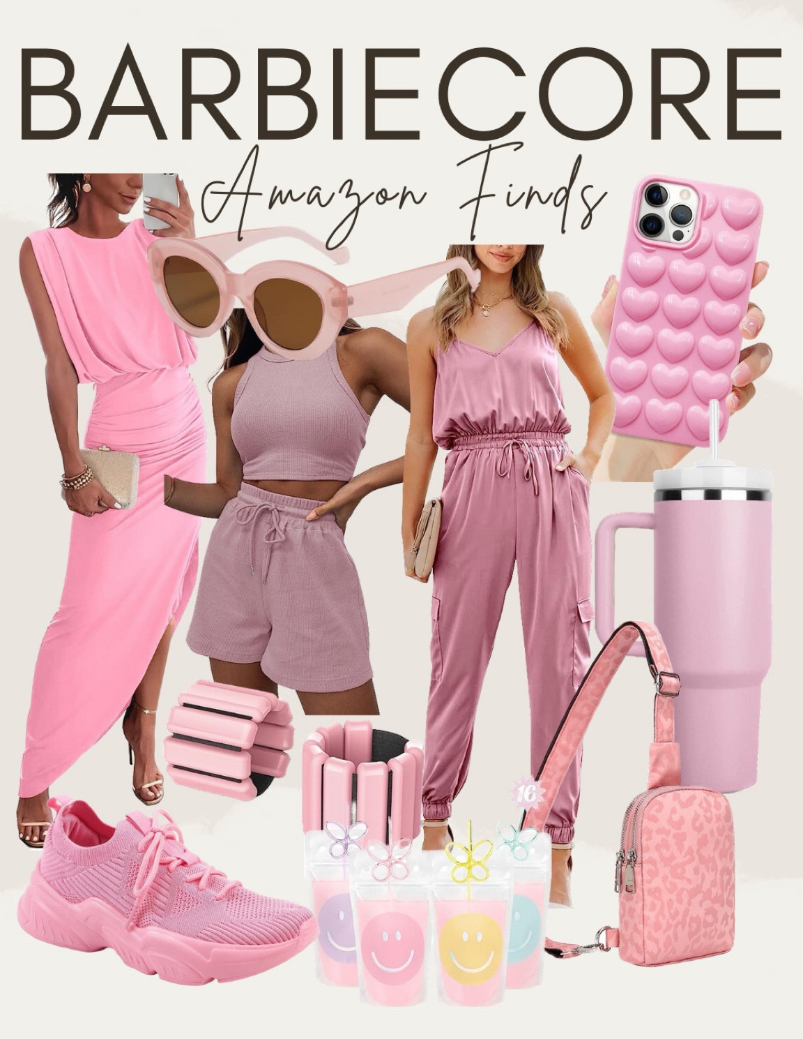 Daily Amazon finds, Barbiecore trend, vacation outfit inspo, tropical vacation, jumpsuit, maxi dress, date night dress, sexy dress, short sleeve top, handbag, sneakers, iPhone case, two piece sets, earrings, crop top, bodysuit, satin skirt, handbag, summer fashion, summer outfits

#LTKunder50 #LTKstyletip #LTKFind