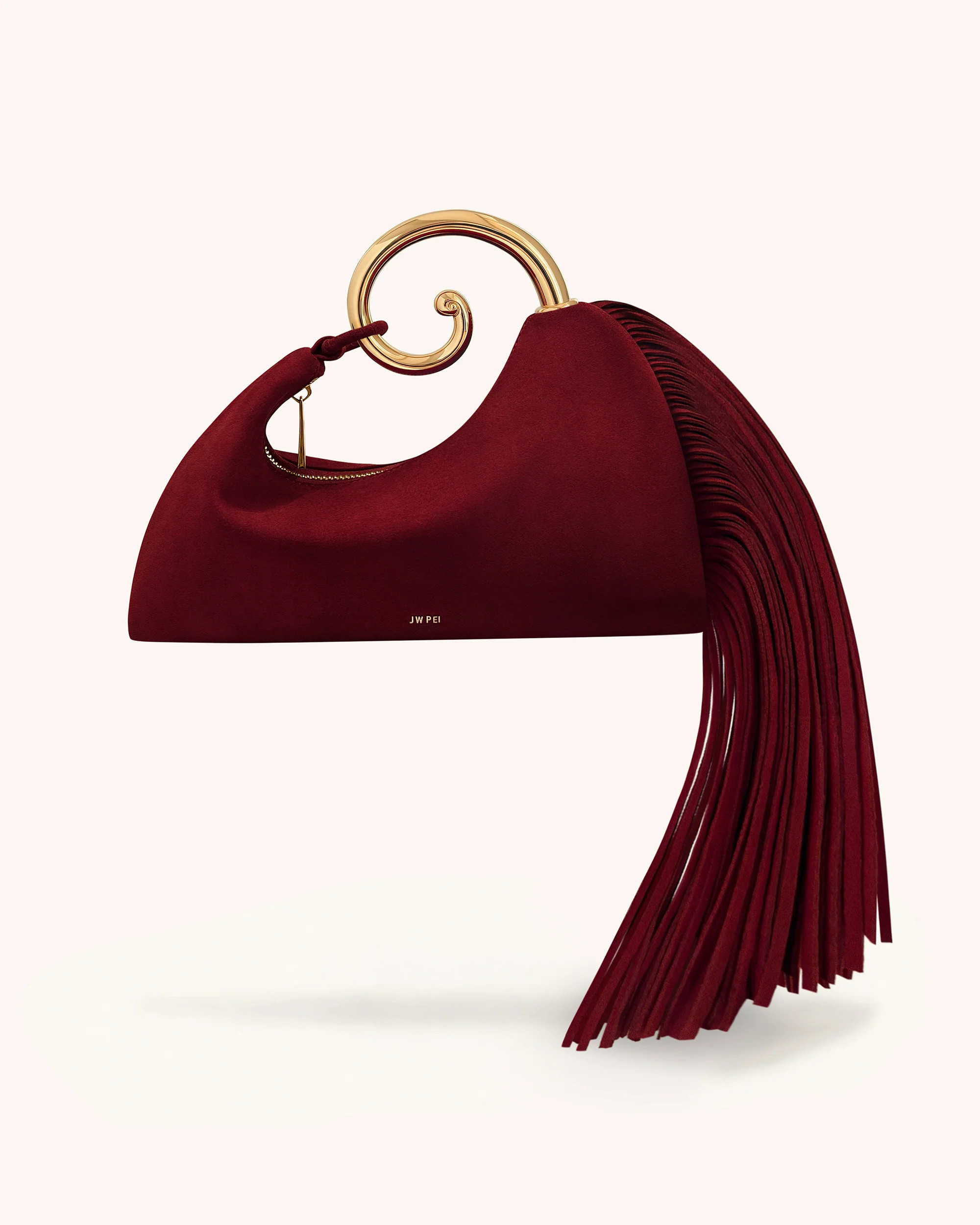 Nell Fringe Hardware Top Handle Bag - Burgundy | JW PEI US
