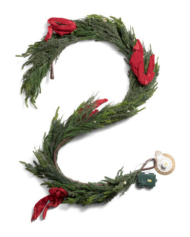 6ft Real Touch Pine Garland With Faux Pearls And Bows | TJ Maxx