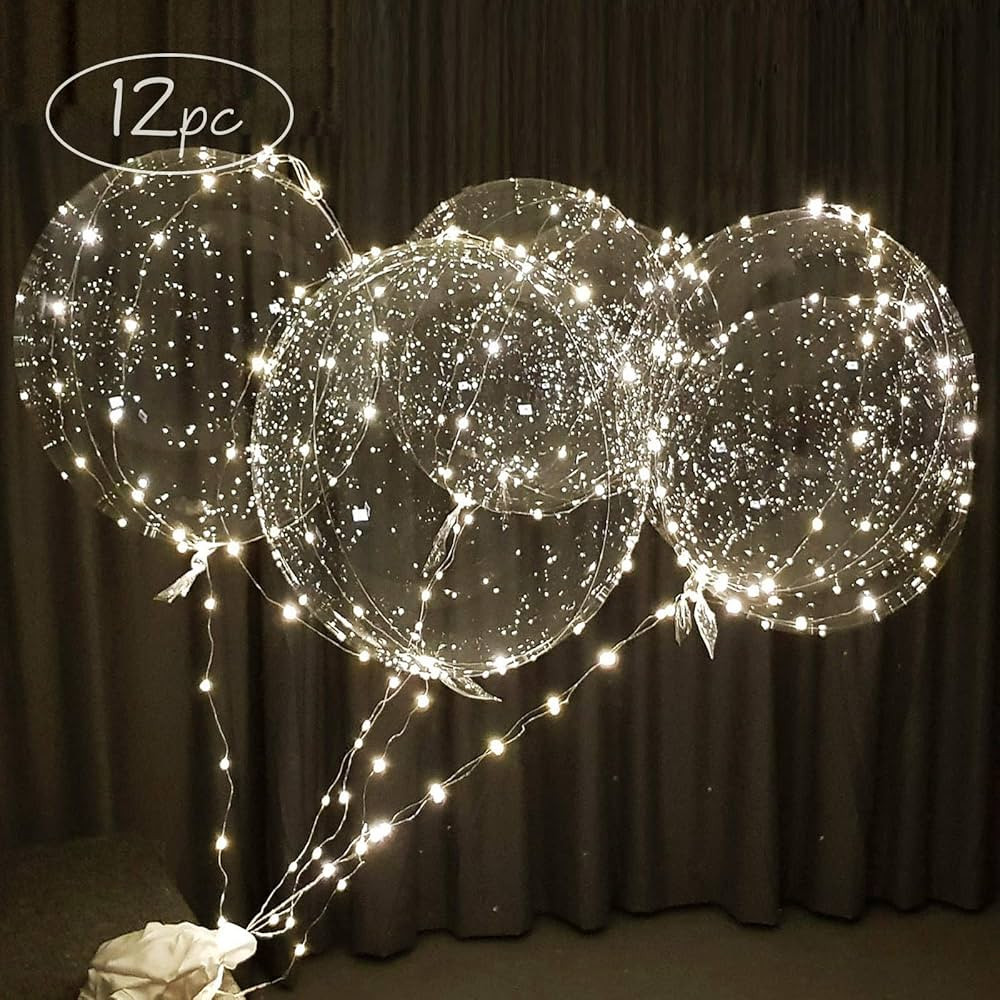 Lightsfever LED Light up Party Balloons with Batteries, 22 inch warm white Big Size Clear Bobo Ba... | Amazon (US)