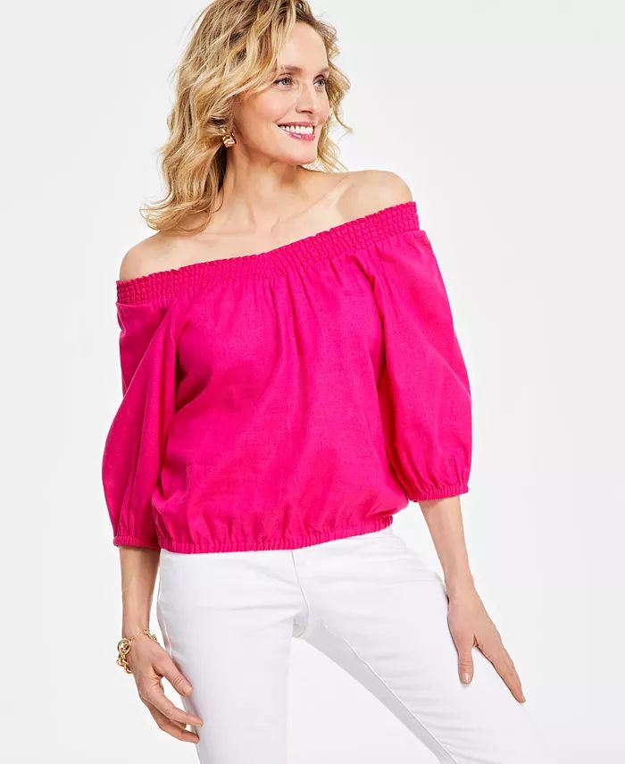 I.N.C. International Concepts Women's Smocked Off-The-Shoulder Blouse, Created for Macy's - Macy'... | Macy's