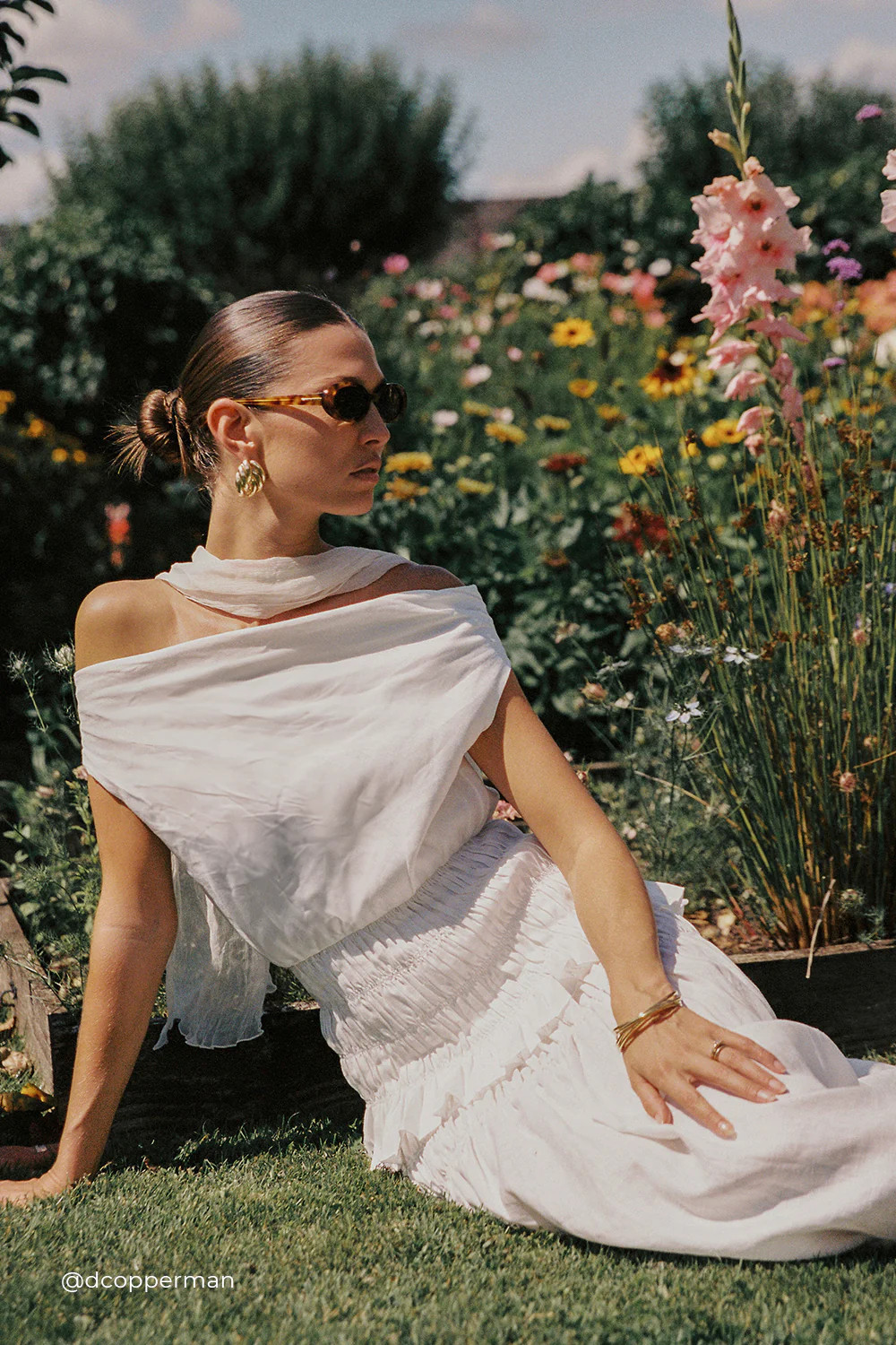 MAIA WHITE LINEN SHIRRED TOP | DISSH
