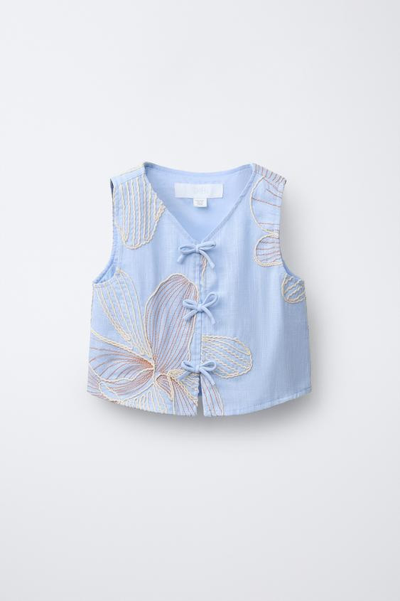EMBROIDERED TIE TOP | Zara US