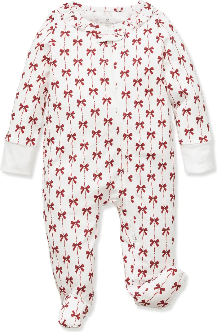 Blissful Bows Fitted One-Piece Pima Cotton Pajamas | Nordstrom