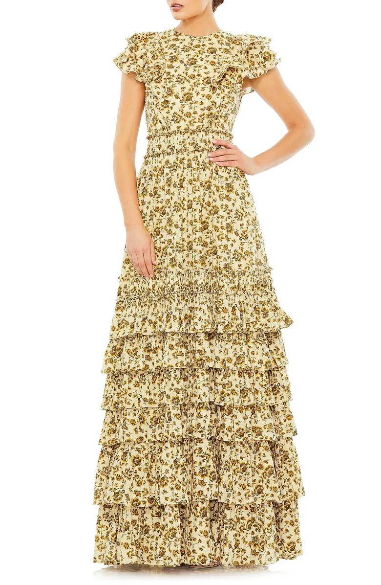 Mac Duggal Floral Tiered Ruffle Gown | Nordstrom | Nordstrom