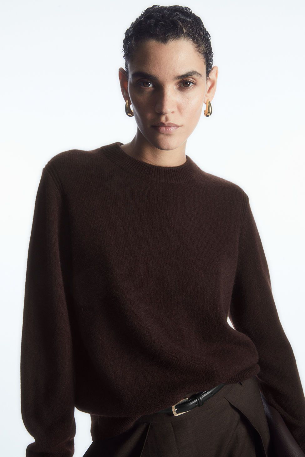 PURE CASHMERE SWEATER - DARK BROWN - Knitwear - COS | COS (US)