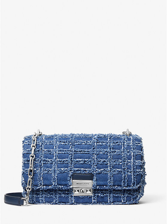 Kensington Large Frayed Denim Shoulder Bag | Michael Kors US