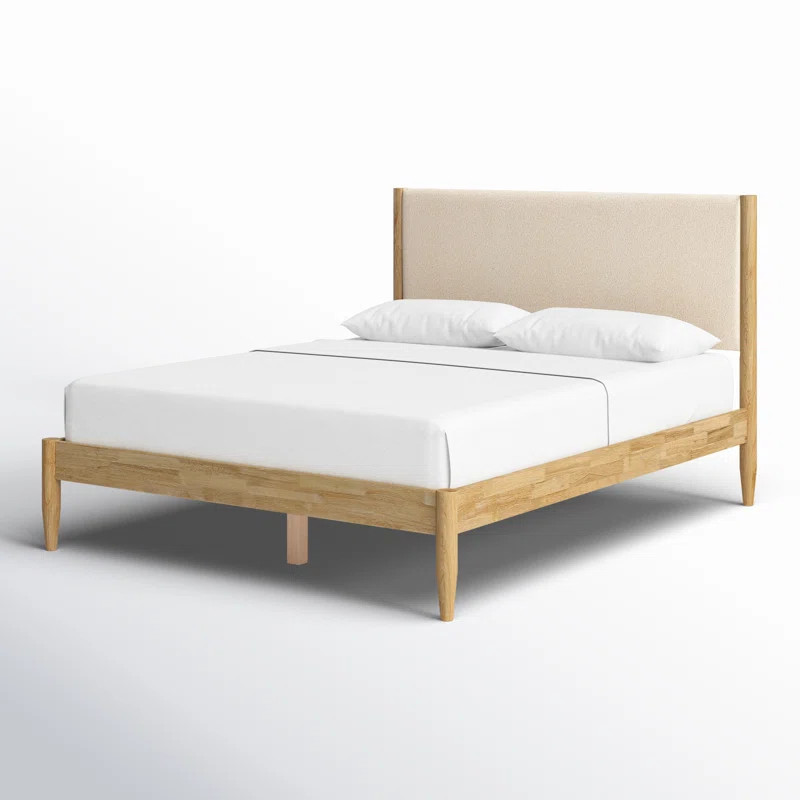 Beiler Solid Wood Boucle Upholstered Headboard Bed Frame | Wayfair North America