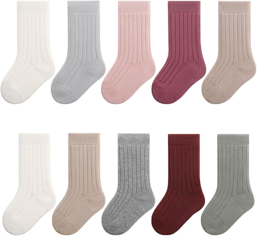 Baby Girls Cotton Socks Newborn Keep Warm Solid Color Sock Knee-High Stockings for Infant Toddler | Amazon (US)