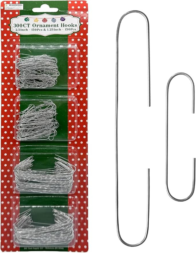 Silver Ornament Hooks Pack Of 300 | Amazon (US)