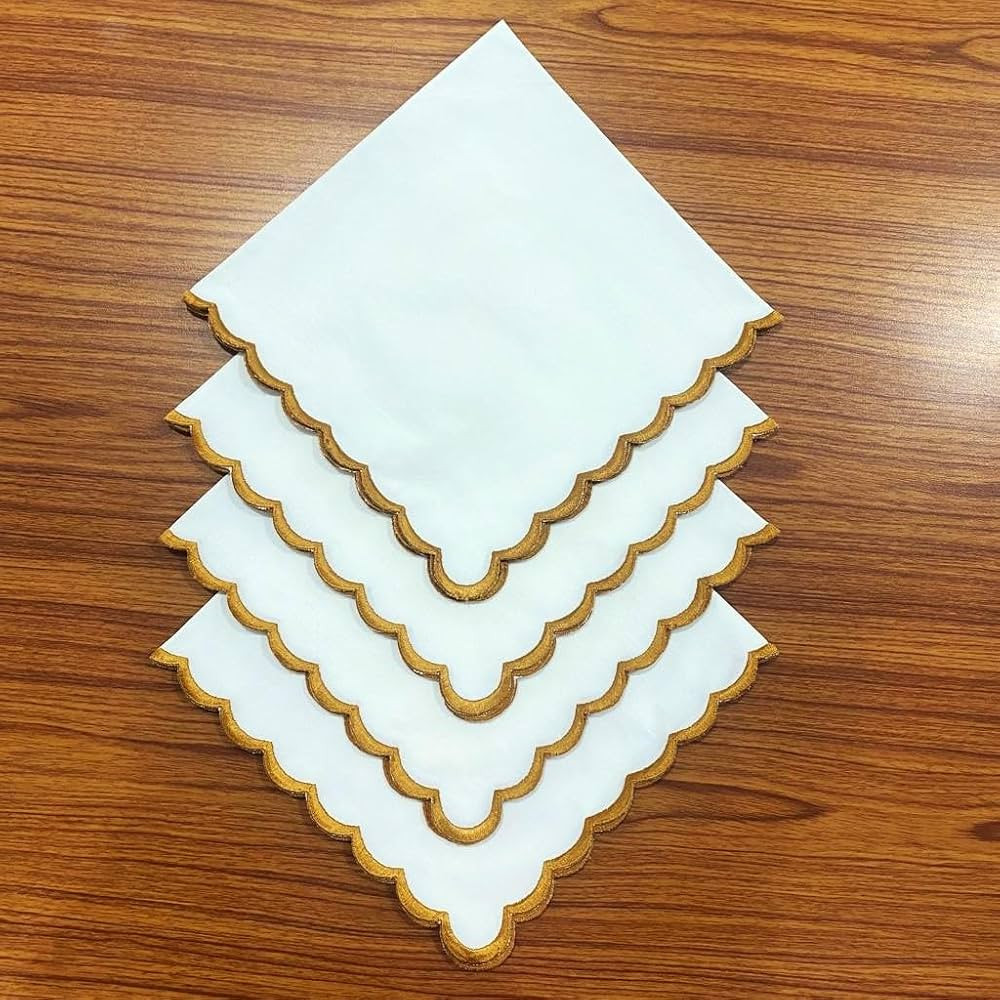 Ridhi White with Goldenrod Yellow Cloth Napkins 100% Pure Cotton Farmhouse Wedding Dinner Napkins... | Amazon (US)