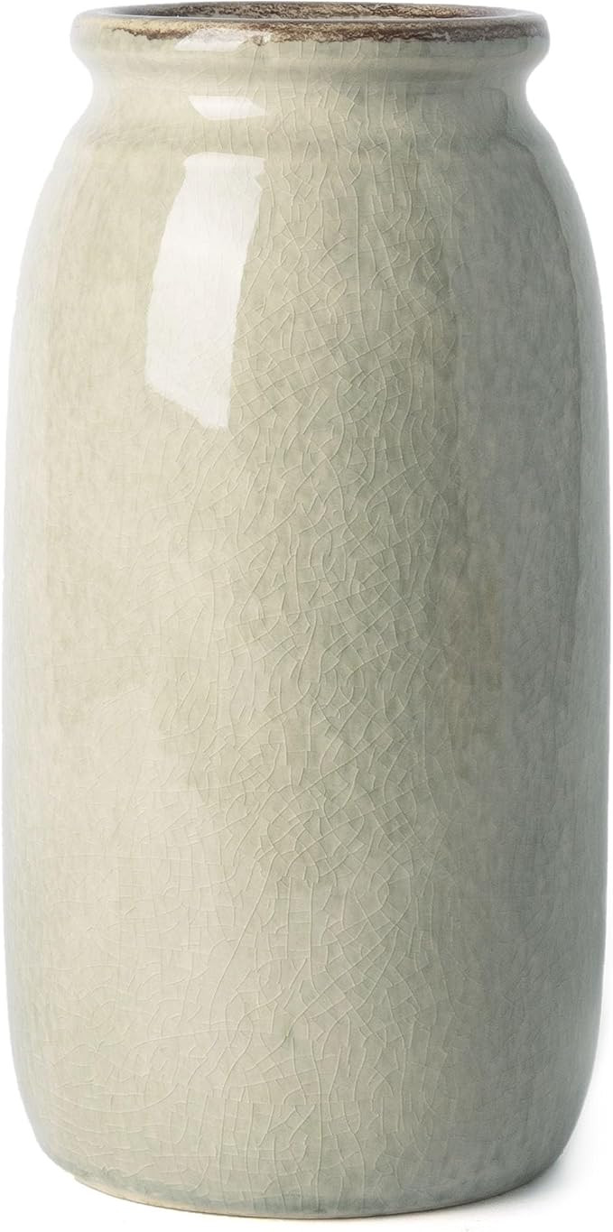 VICTOR & TERESA Rustic Large Green Vase for Home Decor, 10'' Tall Ceramic Vases for Flowers, Farm... | Amazon (US)