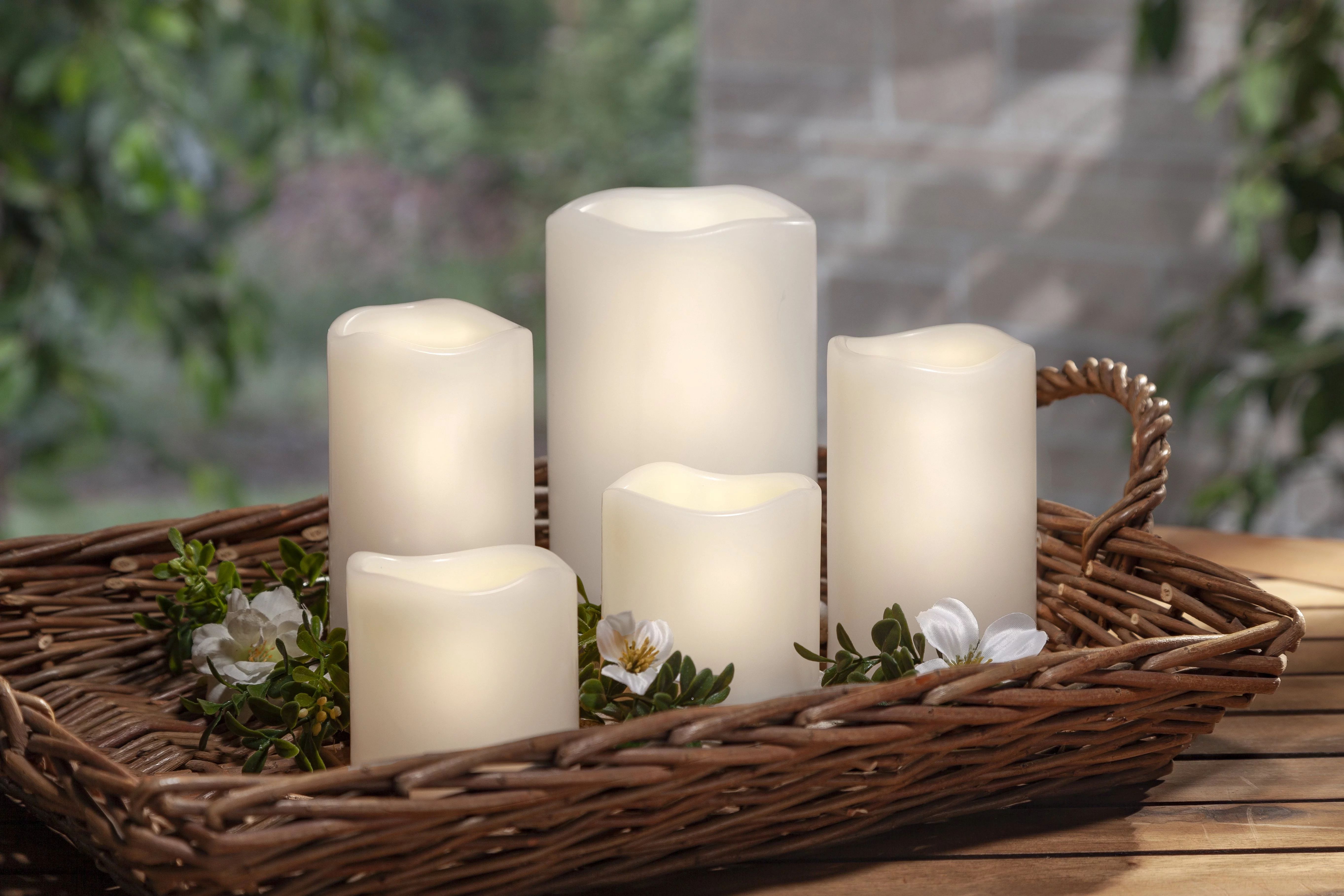 Better Homes & Gardens 5 Piece Outdoor White LED Candle Set with 5 hr. Timer - Walmart.com | Walmart (US)