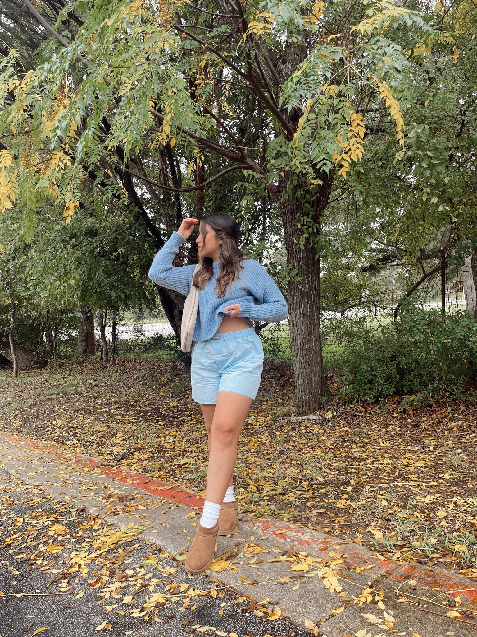 Fall outfit, boxer shorts outfit 
Uggs outfit


#LTKstyletip #LTKitbag #LTKshoecrush