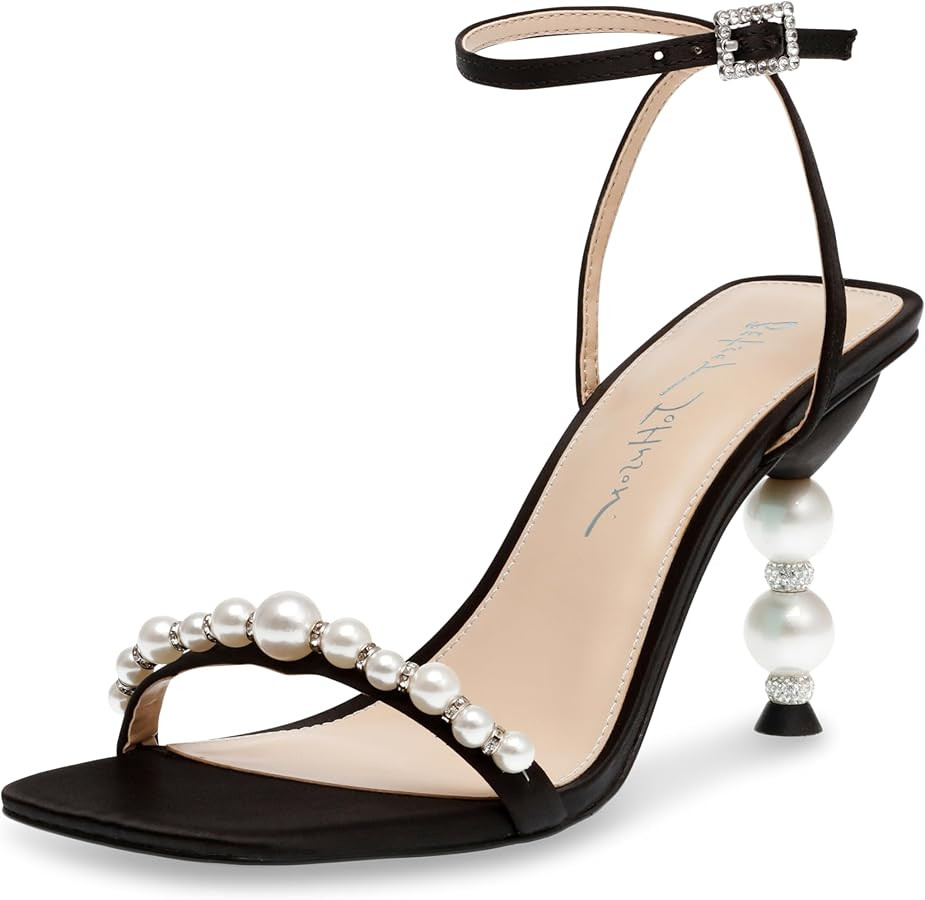 Betsey Johnson Women's Jacy Embellished Metallic Heeled Sandals | Amazon (US)