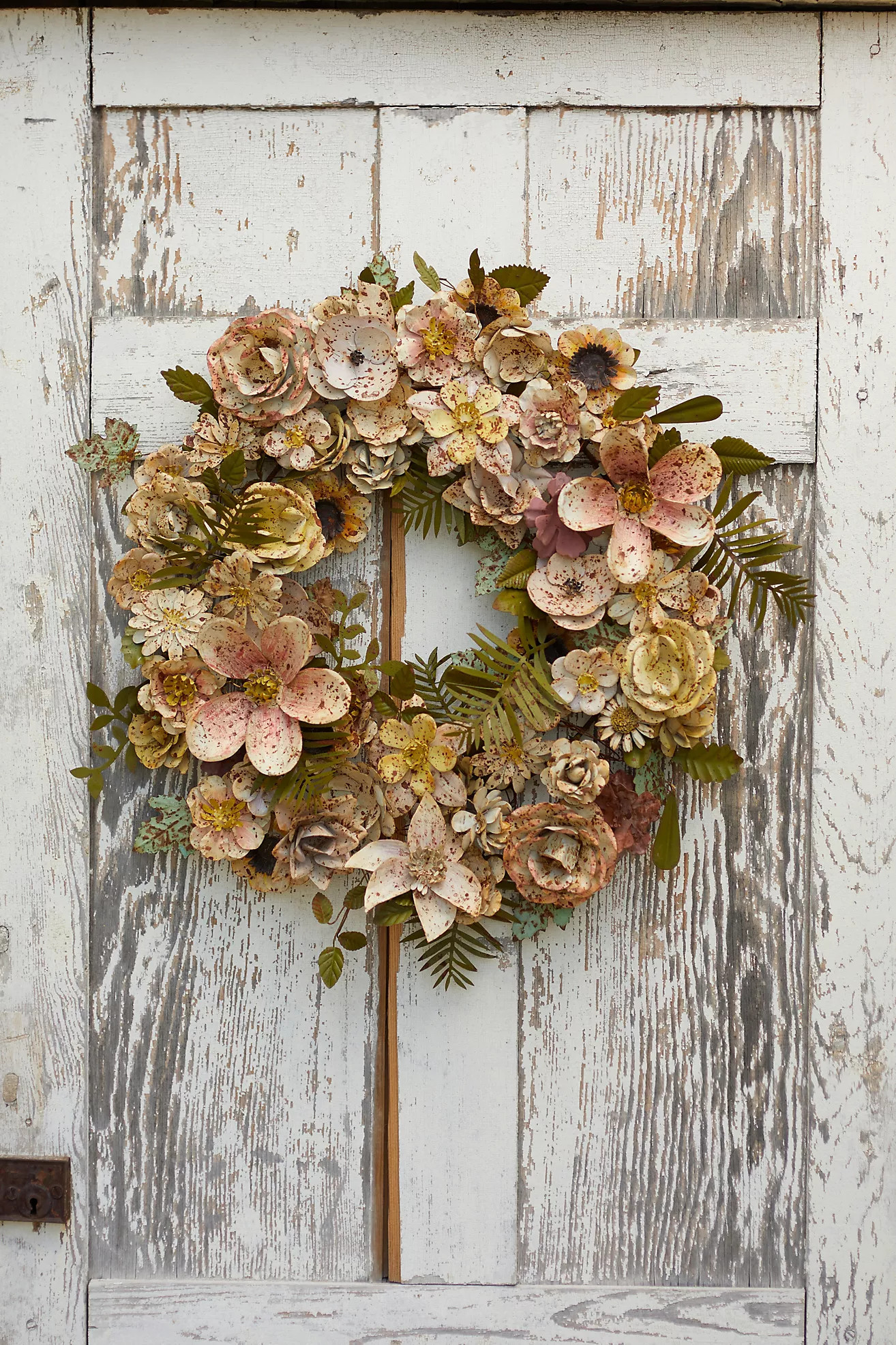 Flower + Leaf Aged Iron Wreath | Anthropologie (US)