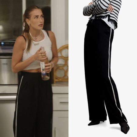 Amanda Batula’s Black Side Stripe Pants are by Mango// Shop Similar