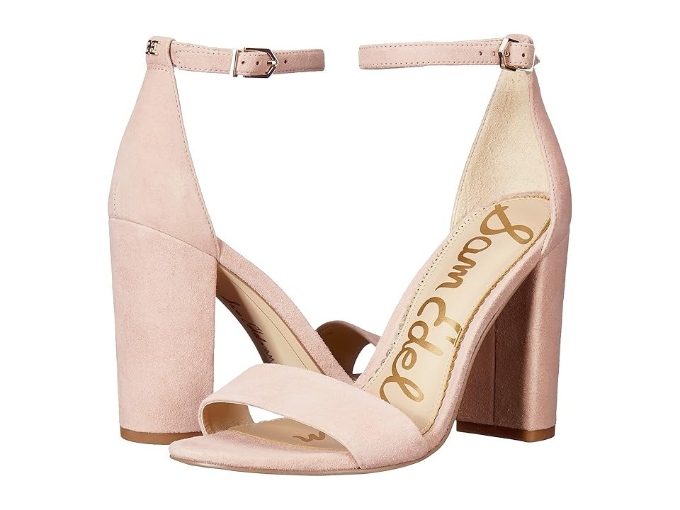 Sam Edelman Yaro Ankle Strap Sandal Heel (Seashell Pink Kid Suede Nubuck) Women's Dress Sandals | Zappos
