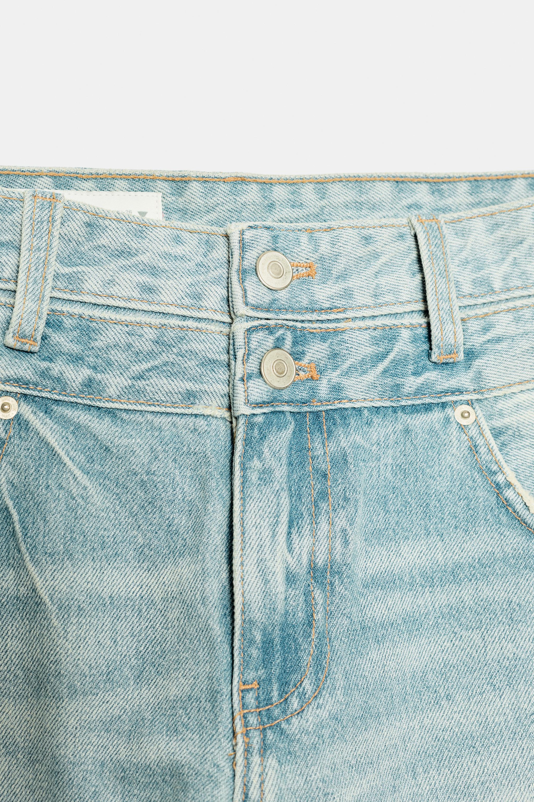 TRF STRAIGHT DOUBLE WAISTBAND MID-RISE JEANS | Zara US