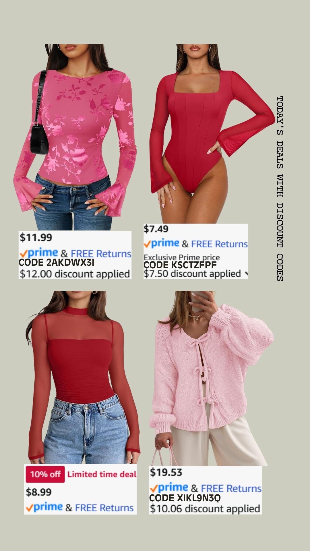 PROMO CODE DEALS ON AMAZON!

Promo codes are entered are on the check out screen where you select payment method. 

Codes & coupons only work for a limited time! If you get an error, it may have maxed the color/size you selected.. so try another one. Sometimes it helps to check out one item at a time! 

SCREENSHOT TO EASILY COPY/PASTE PROMO CODE AT CHECKOUT! 

#LTKootd #LTKFindsUnder50 #LTKSaleAlert