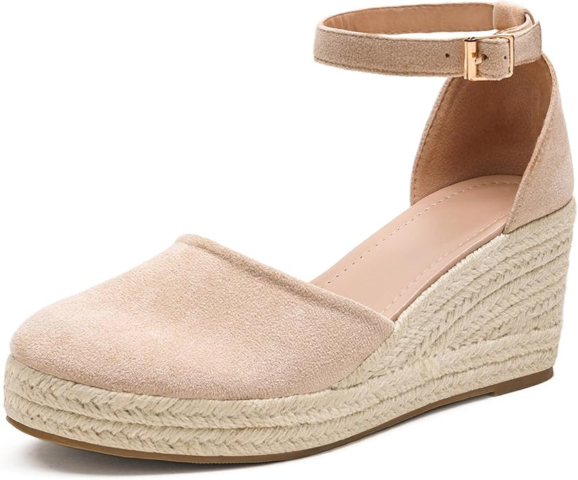 Womens Espadrilles Sandals, Closed Toe Platform for Women Ankle Strap Casual Comfortable Wedge Sa... | Amazon (US)