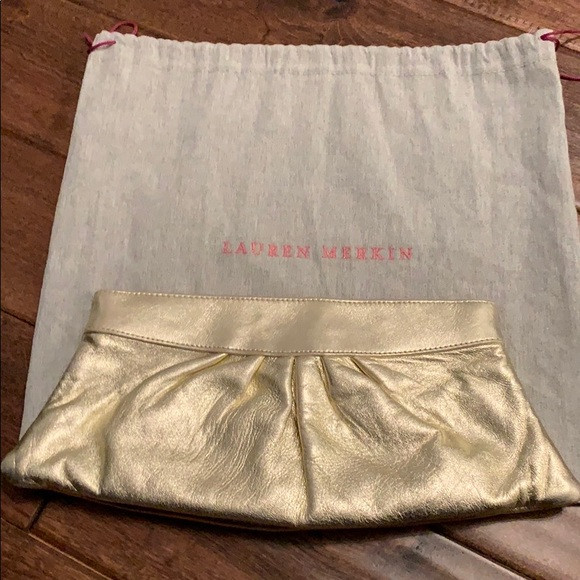 Lauren Merkin gold clutch with dust bag | Poshmark