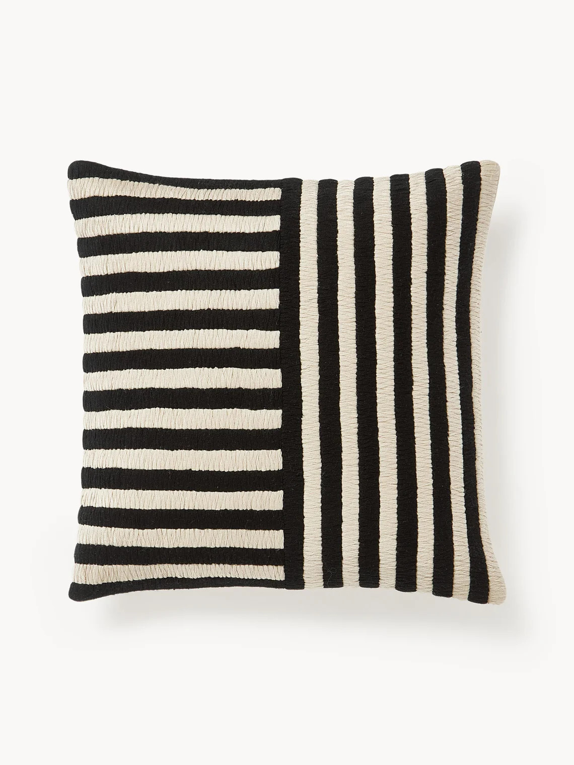 Housse de coussin artisanale avec rayures brodées Henry | Westwing EU