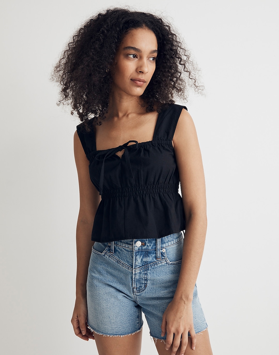 Smocked Tie-Front Tank Top | Madewell