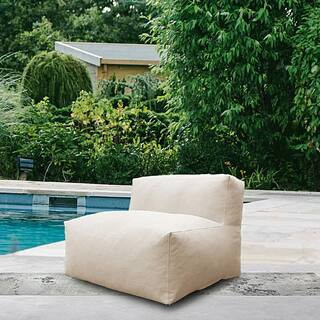 eVita Outdoor Plastic Patio Lounge Chairs Bean Bag Chair with Beige Cushion LL02 - The Home Depot | The Home Depot